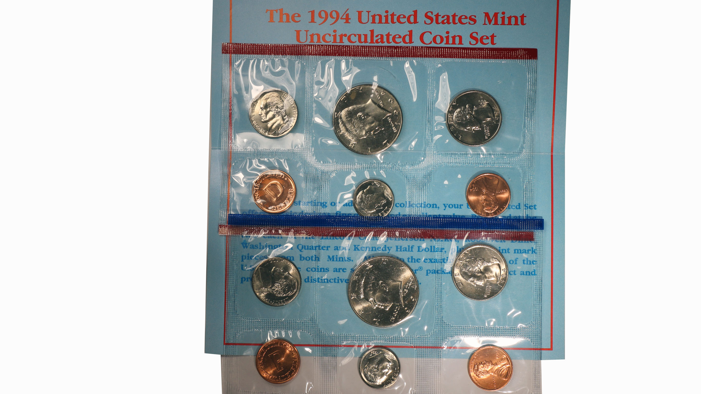 1994 P and D United States Mint Uncirculated 10 Coin Set BU