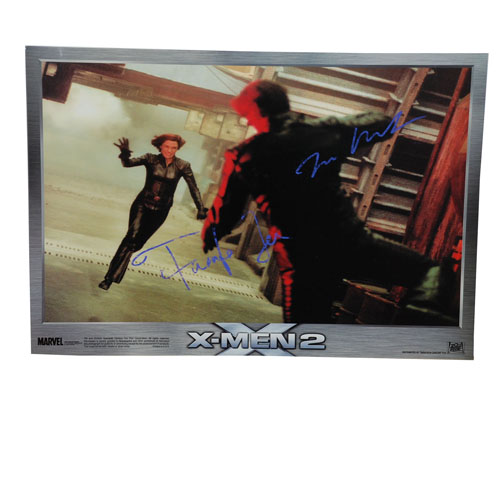2003 X-Men 2 Movie Hugh Jackman and Famke Janseen Autographed 14X11 Photo